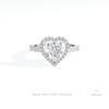 Heart Cut Halo Engagement Lab Grown Diamond Ring in 10K White Gold - Front View