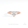 Heart Cut Three Stone Engagement Lab Grown Diamond Ring in 18K Rose Gold - Ring on Hand View