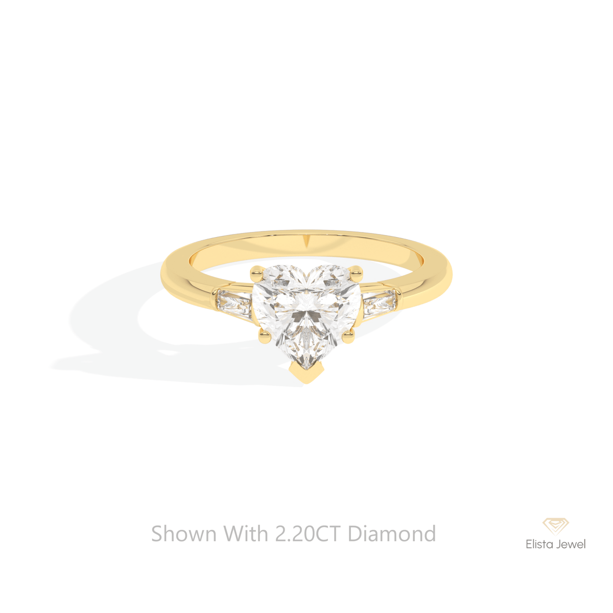 Heart Cut Three Stone Wedding Lab Grown Diamond Ring in 18K Rose Gold - Ring on Hand View