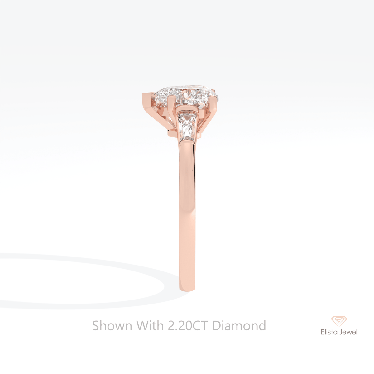 Heart Cut Three Stone Wedding Lab Grown Diamond Ring in 14K White Gold - Top View