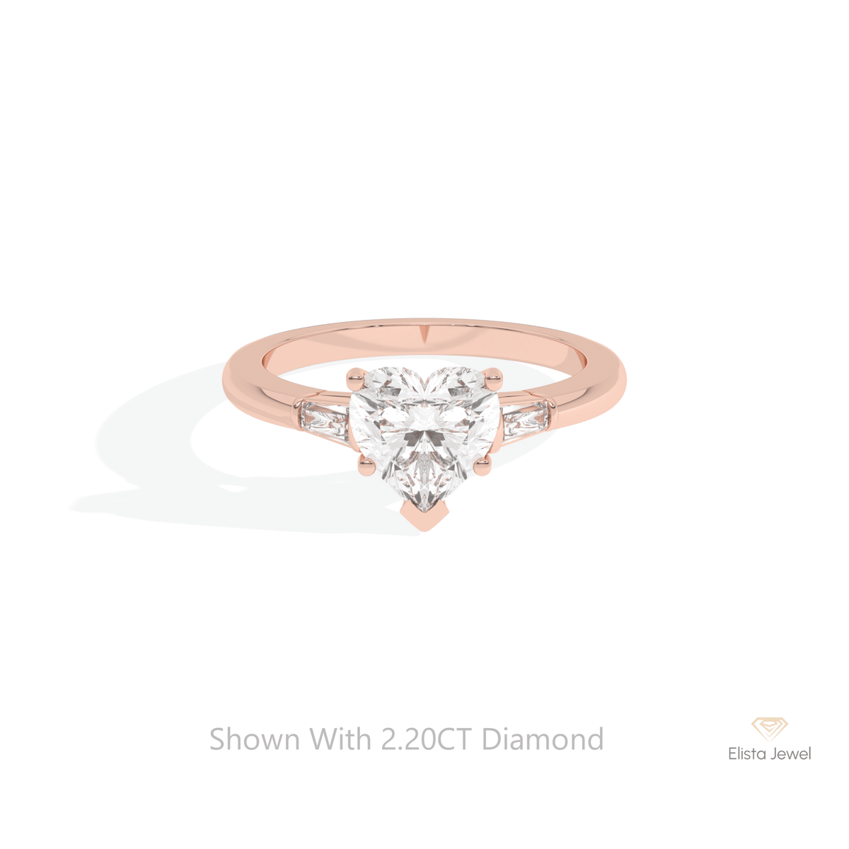 Heart Cut Three Stone Wedding Lab Grown Diamond Ring in 10K White Gold - Front View