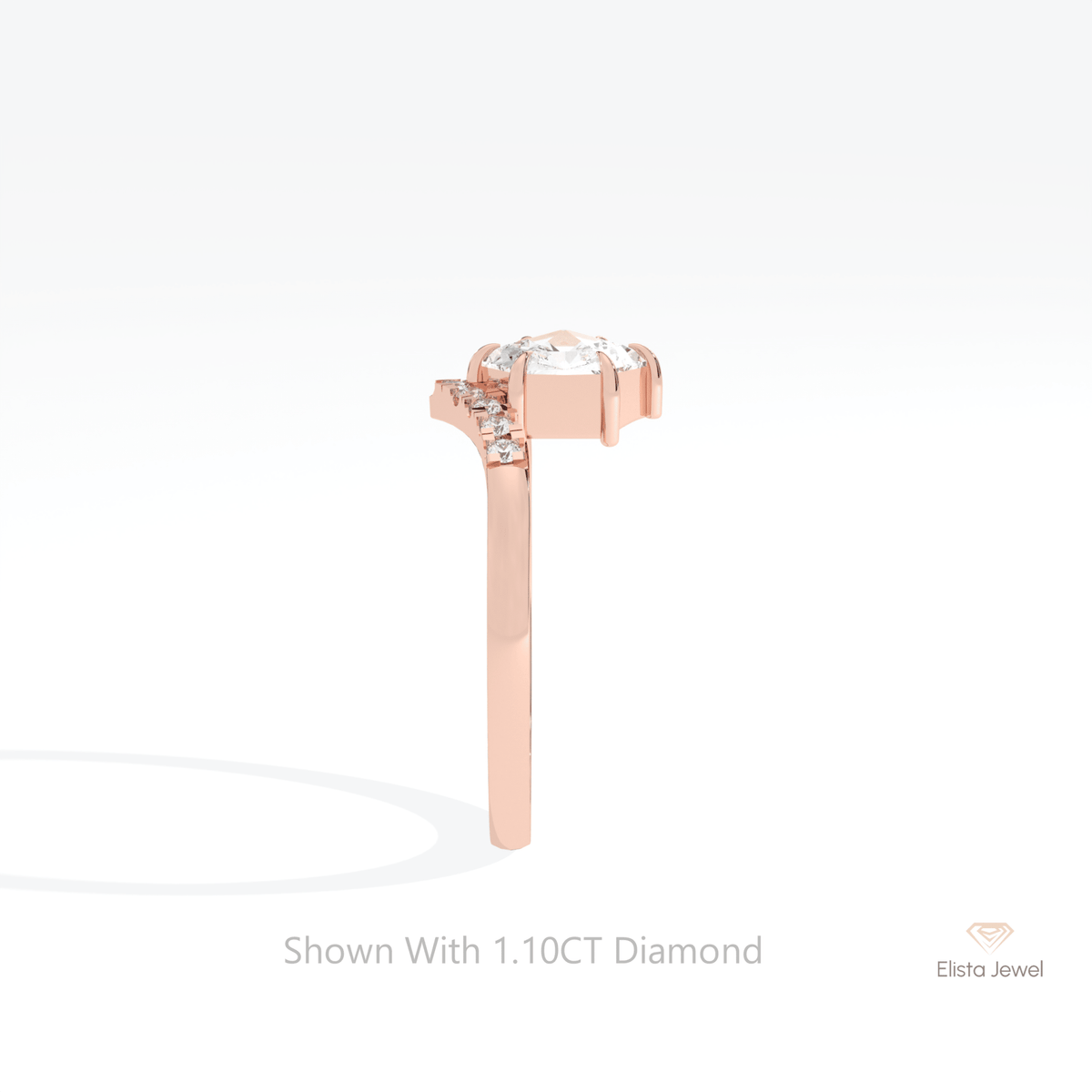 Hexagon Cut Accent Engagement Lab Grown Diamond Ring - Additional View