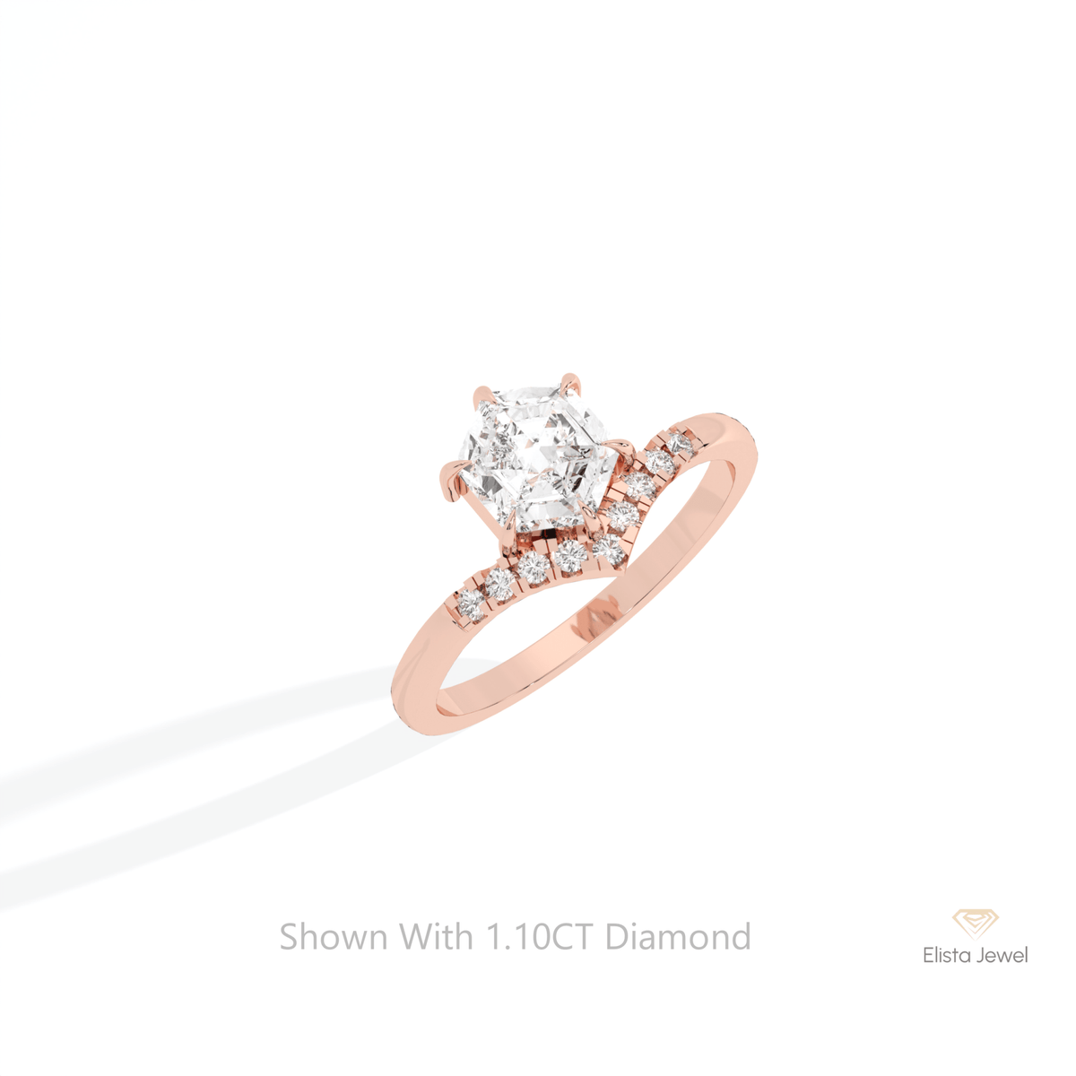 Hexagon Cut Accent Engagement Lab Grown Diamond Ring in Platinum - Lifestyle View