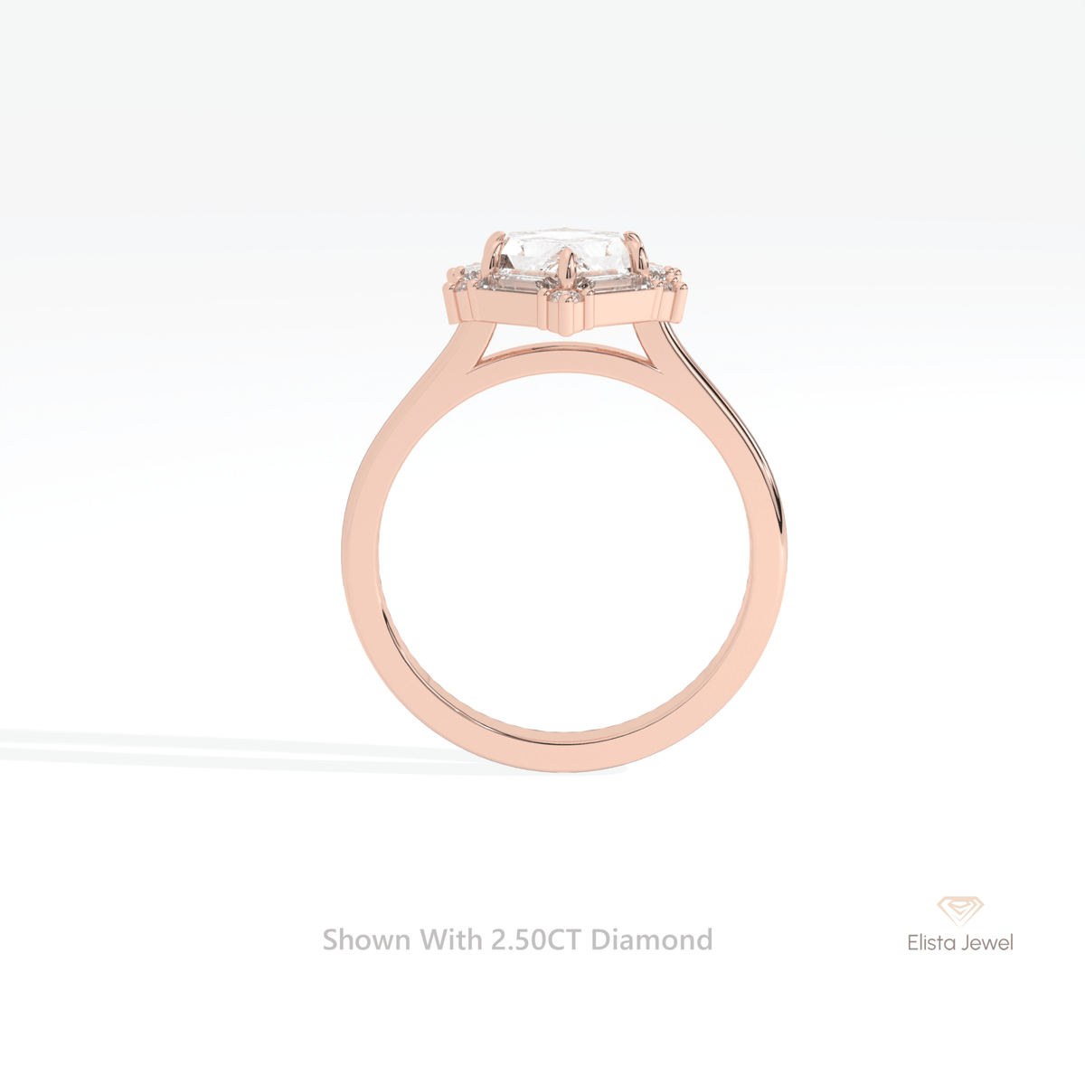 Hexagon Cut Halo Engagement Lab Grown Diamond Ring - Alternative View
