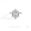 Hexagon Cut Halo Engagement Lab Grown Diamond Ring in 10K White Gold - Front View