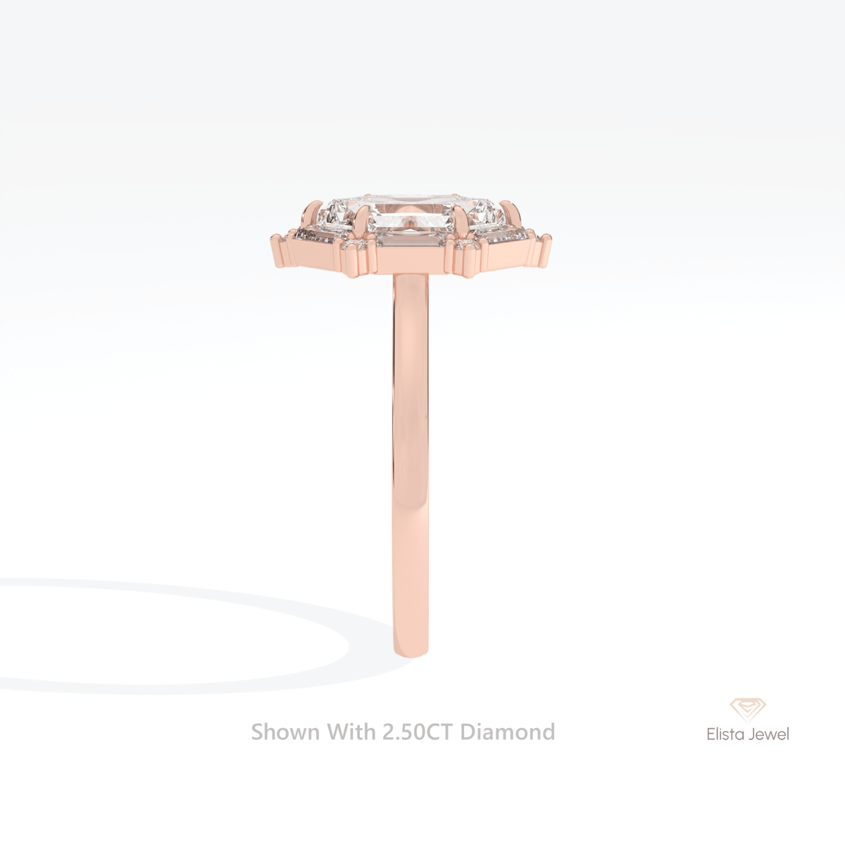 Hexagon Cut Halo Engagement Lab Grown Diamond Ring - Additional View