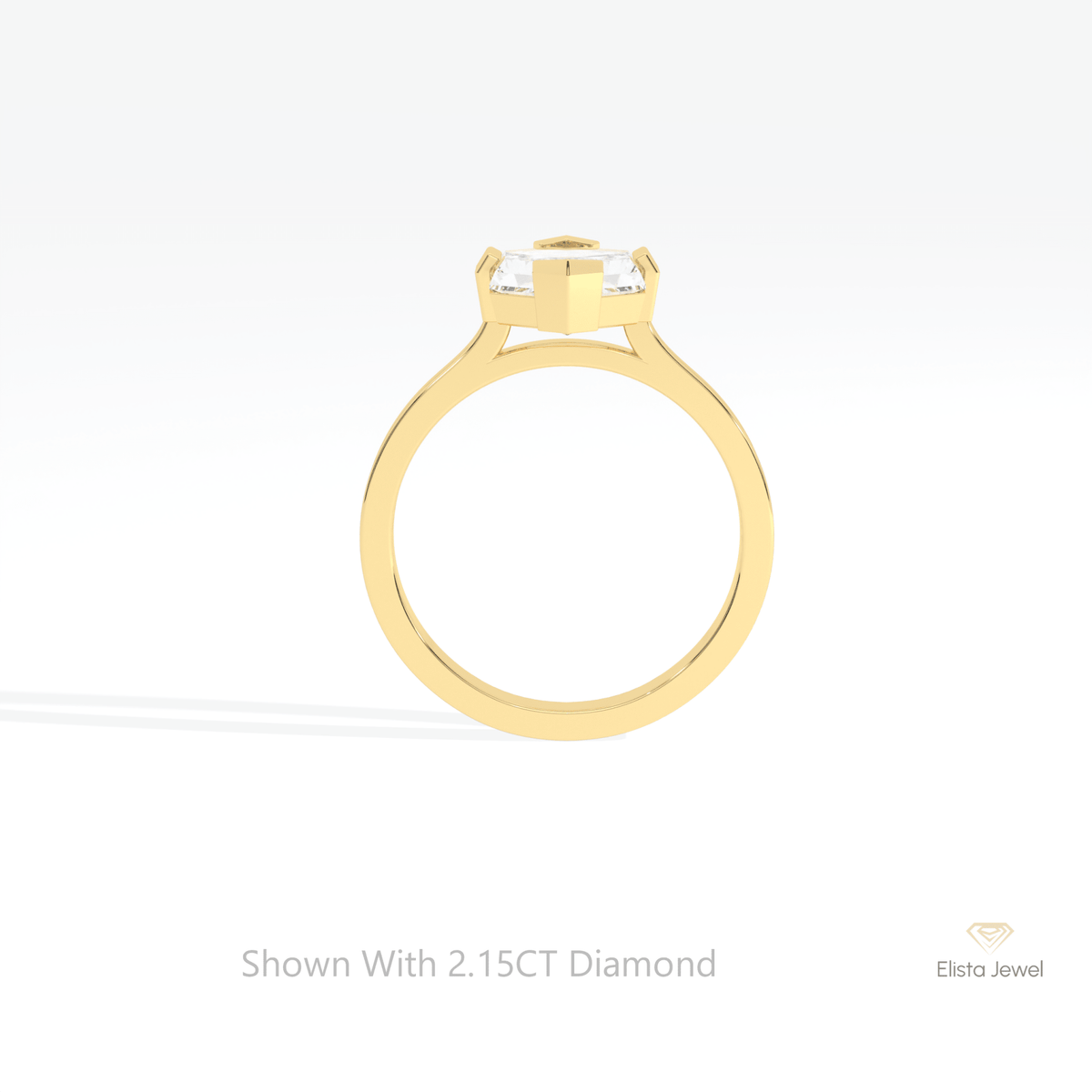 Hexagon Cut Solitaire Engagement Lab Grown Diamond Ring in 10K Rose Gold - Angled View