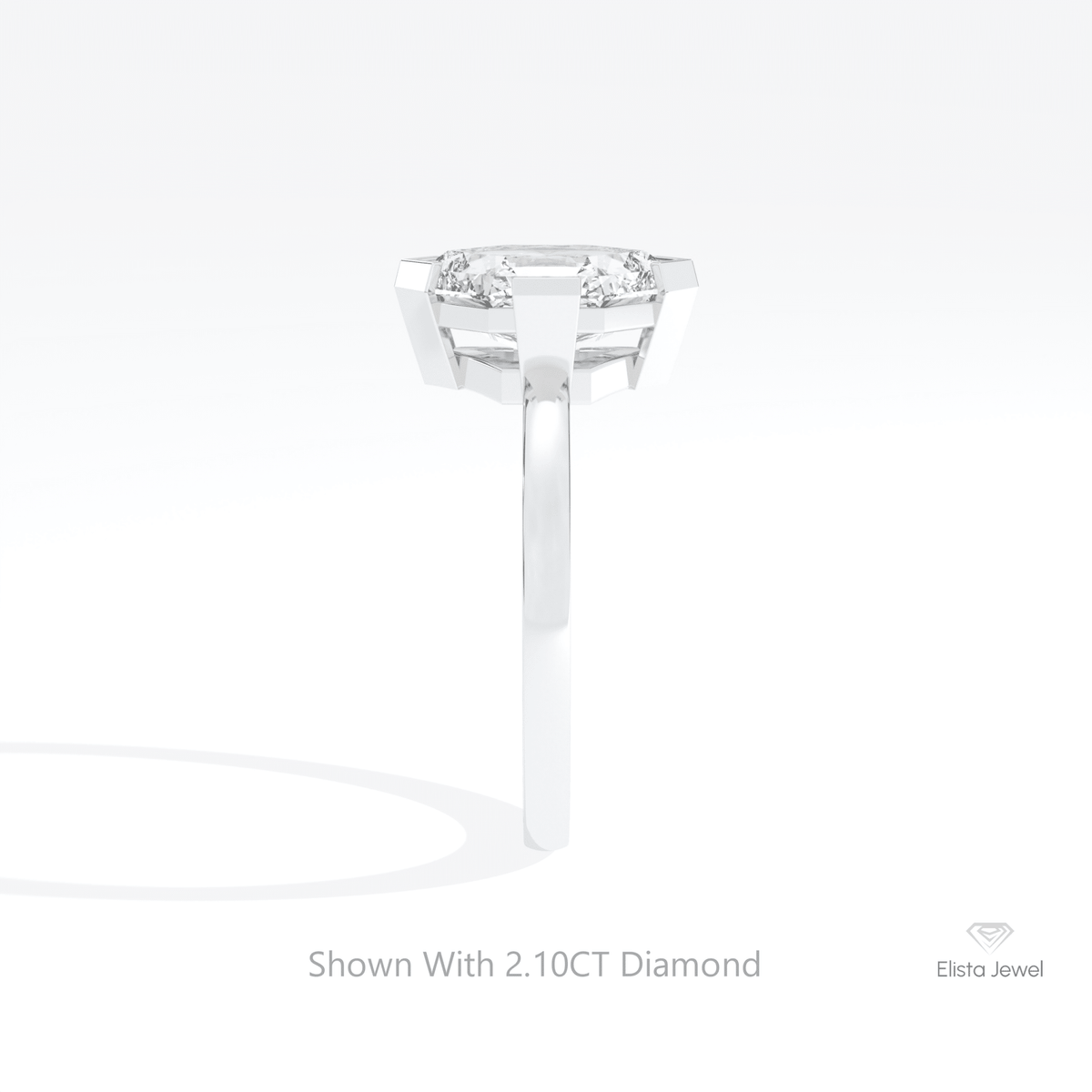 Hexagon Cut Solitaire Engagement Lab Grown Diamond Ring in 14K White Gold - Top View
