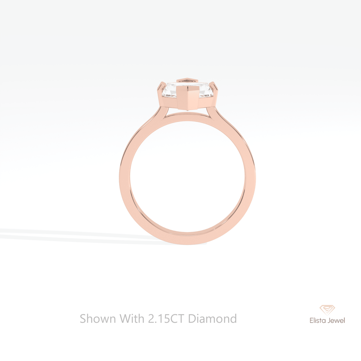 Hexagon Cut Solitaire Engagement Lab Grown Diamond Ring - Alternative View