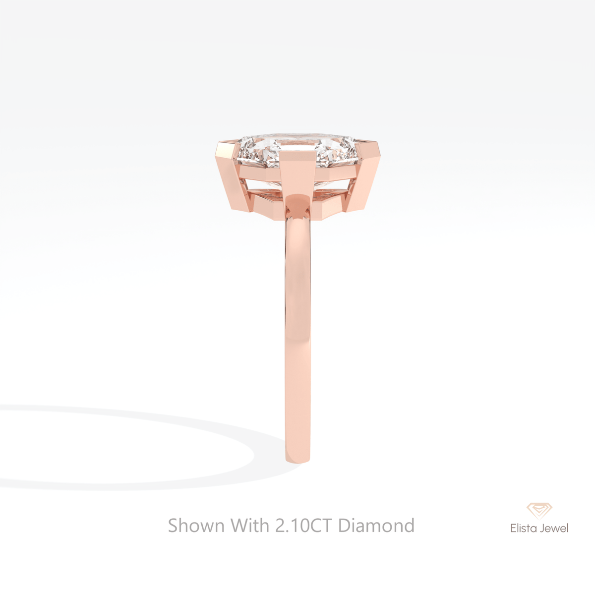 Hexagon Cut Solitaire Engagement Lab Grown Diamond Ring - Additional View