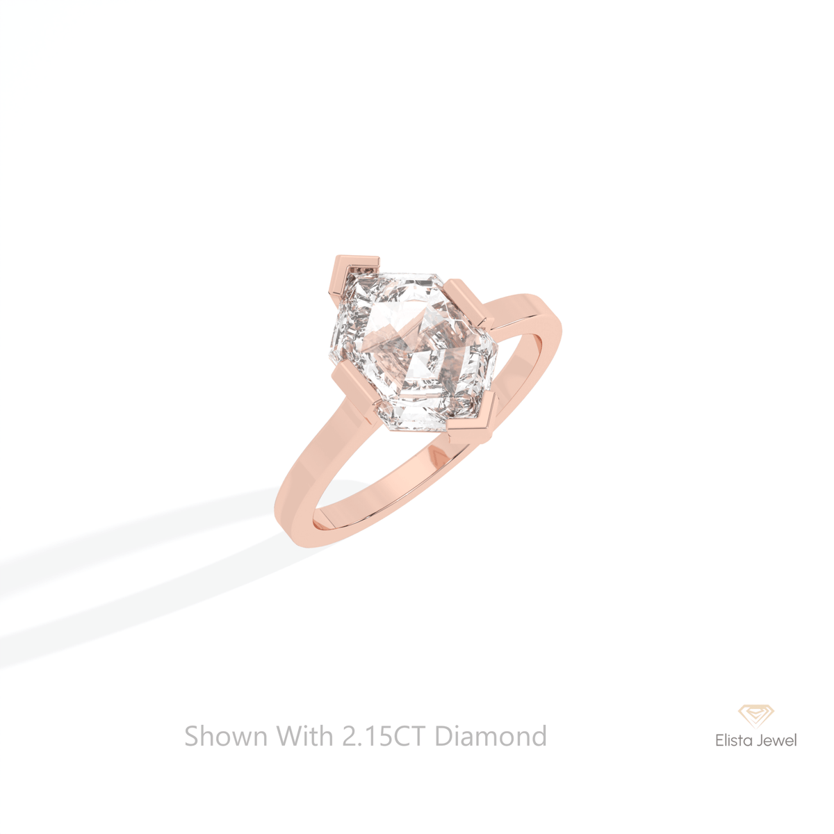 Hexagon Cut Solitaire Engagement Lab Grown Diamond Ring in Platinum - Lifestyle View