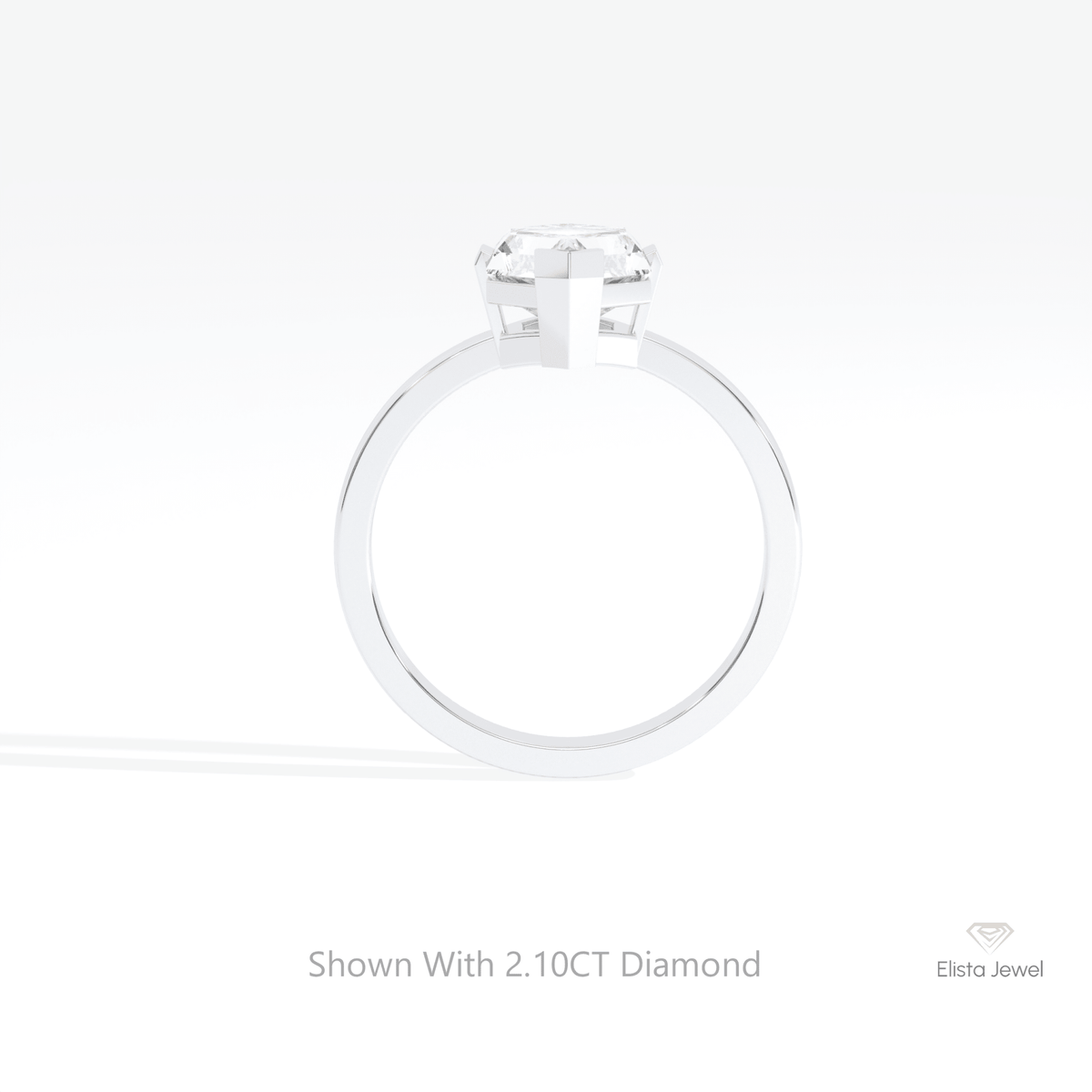 Hexagon Cut Solitaire Engagement Lab Grown Diamond Ring in 10K Rose Gold - Angled View