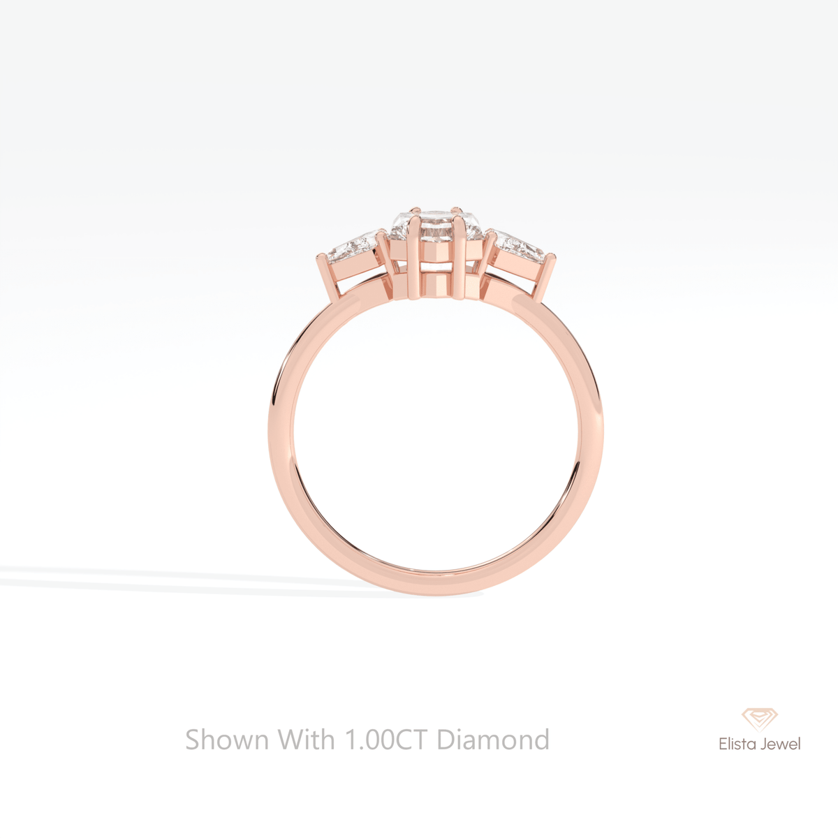 Hexagon Cut Three Stone Lab Grown Diamond Ring - Alternative View