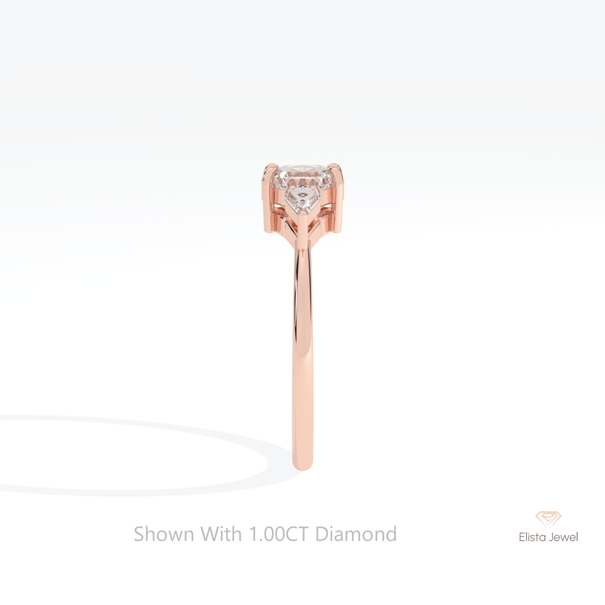 Hexagon Cut Three Stone Lab Grown Diamond Ring - Additional View