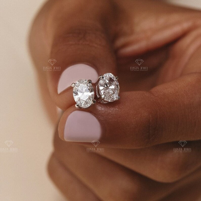 Oval Cut Solitaire Stud Earrings