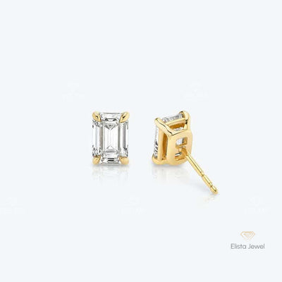 Emerald Cut Solitaire Stud Earrings