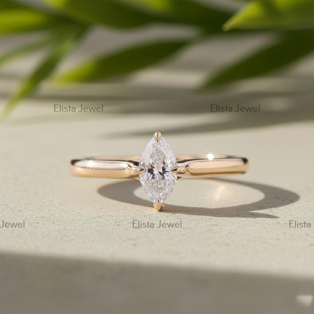 Marquise Lab-Grown Diamond Solitaire Ring, 14K Yellow Gold, IGI Certified