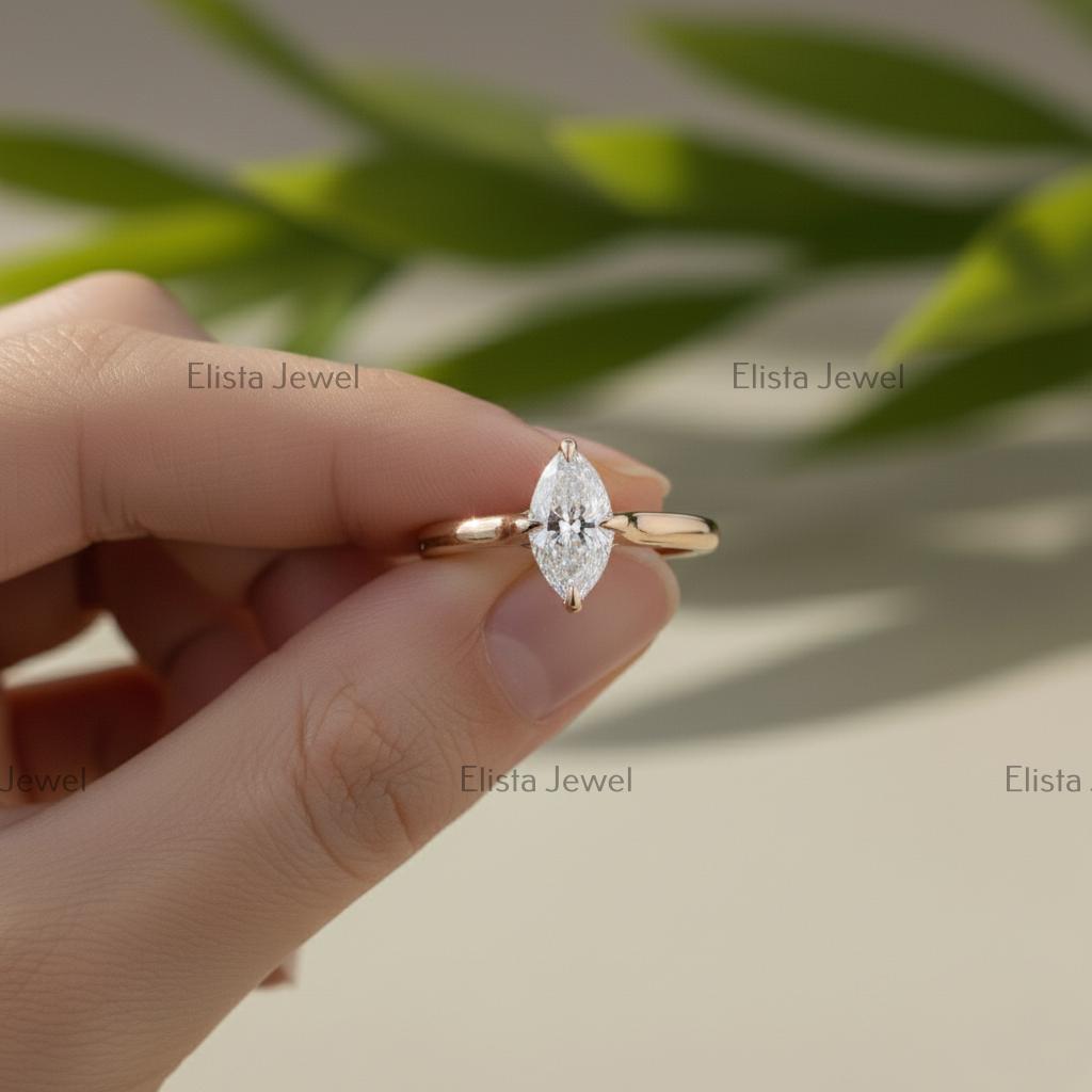 Marquise Lab-Grown Diamond Solitaire Ring, 14K Yellow Gold, IGI Certified