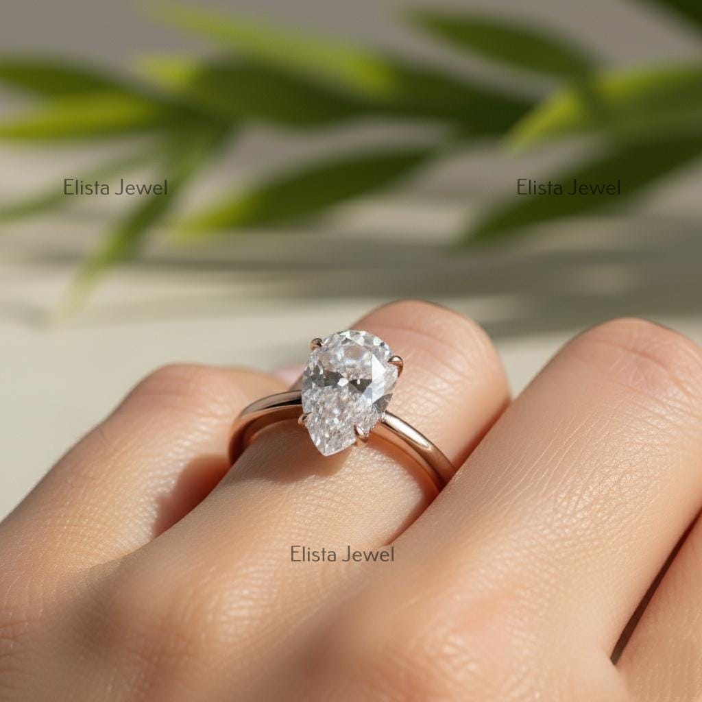 Pear Lab-Grown Diamond Hidden Halo Engagement Ring, 14K Rose Gold , IGI Certified