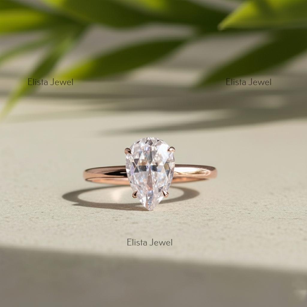Pear Lab-Grown Diamond Hidden Halo Engagement Ring, 14K Rose Gold , IGI Certified