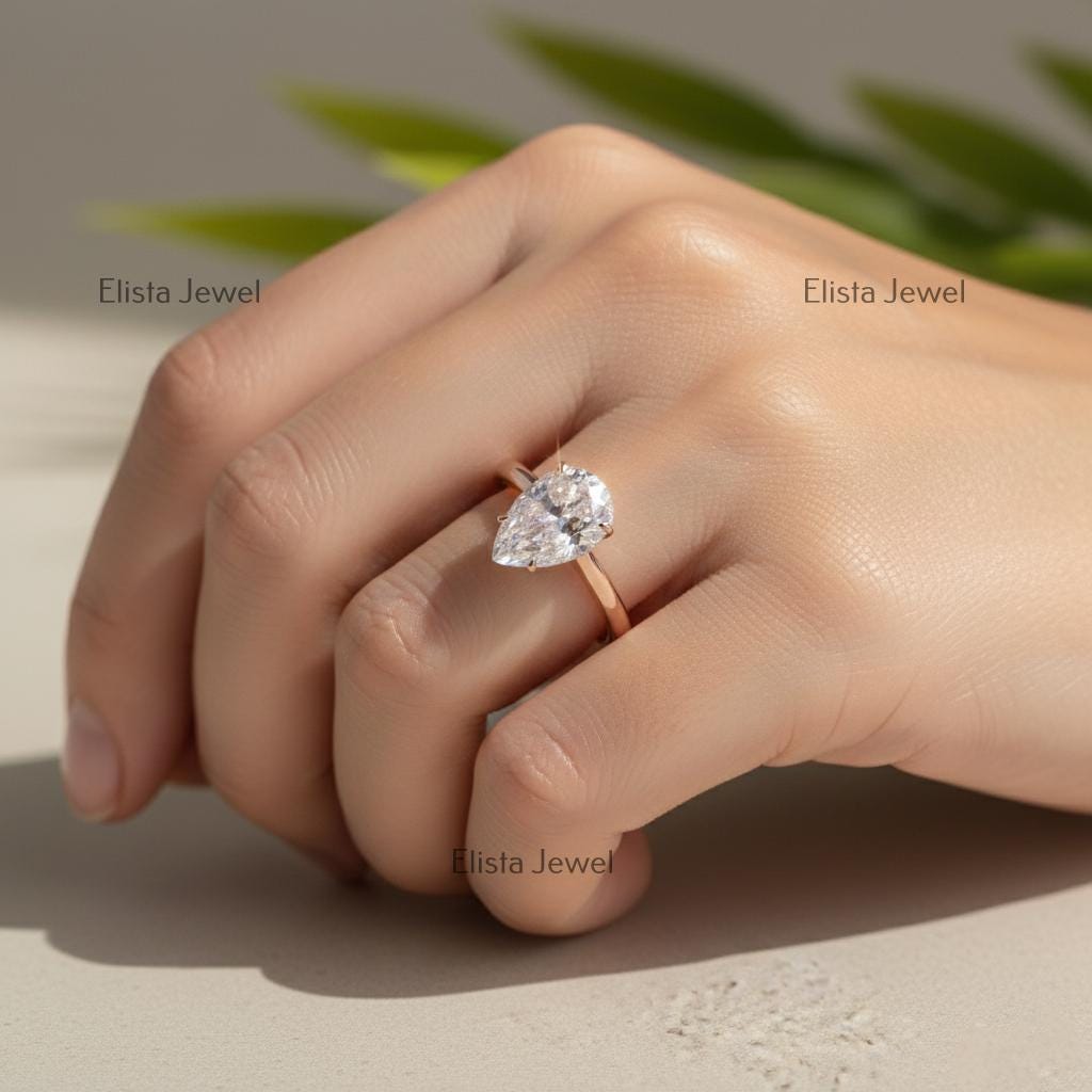 Pear Lab-Grown Diamond Hidden Halo Engagement Ring, 14K Rose Gold , IGI Certified