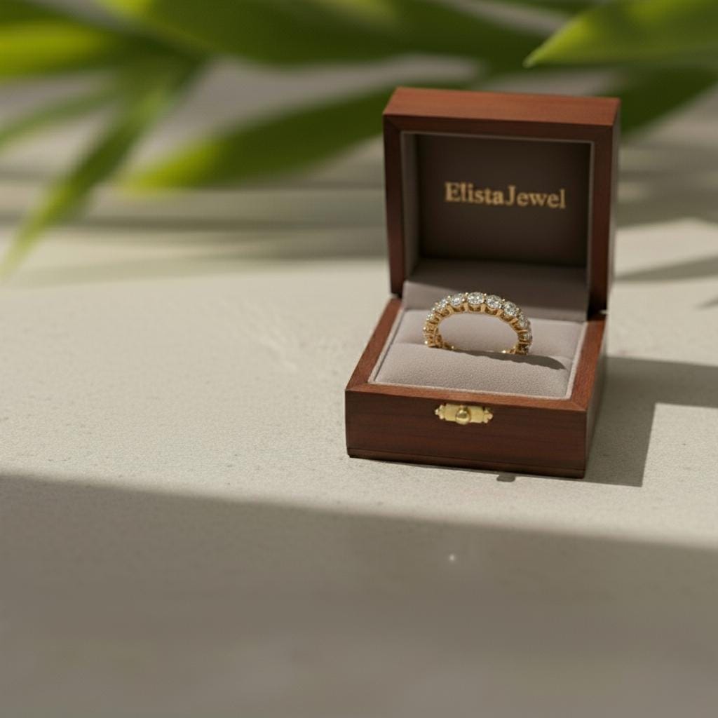 18K Yellow Gold Lab-Grown Diamond Eternity Band, Shared Prong