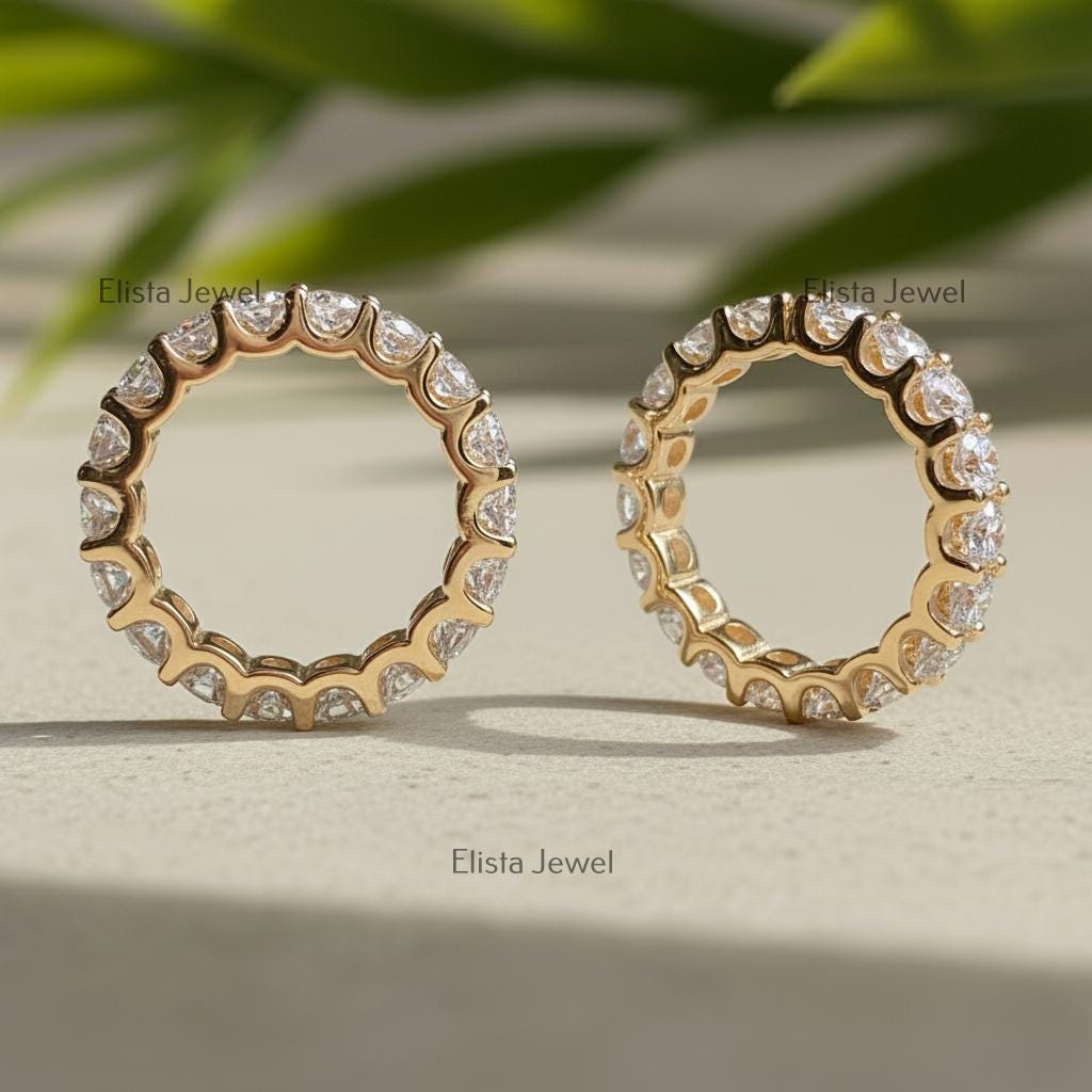 18K Yellow Gold Lab-Grown Diamond Eternity Band, Shared Prong