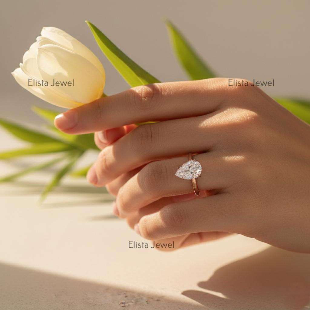 Pear Lab-Grown Diamond Hidden Halo Engagement Ring, 14K Rose Gold , IGI Certified