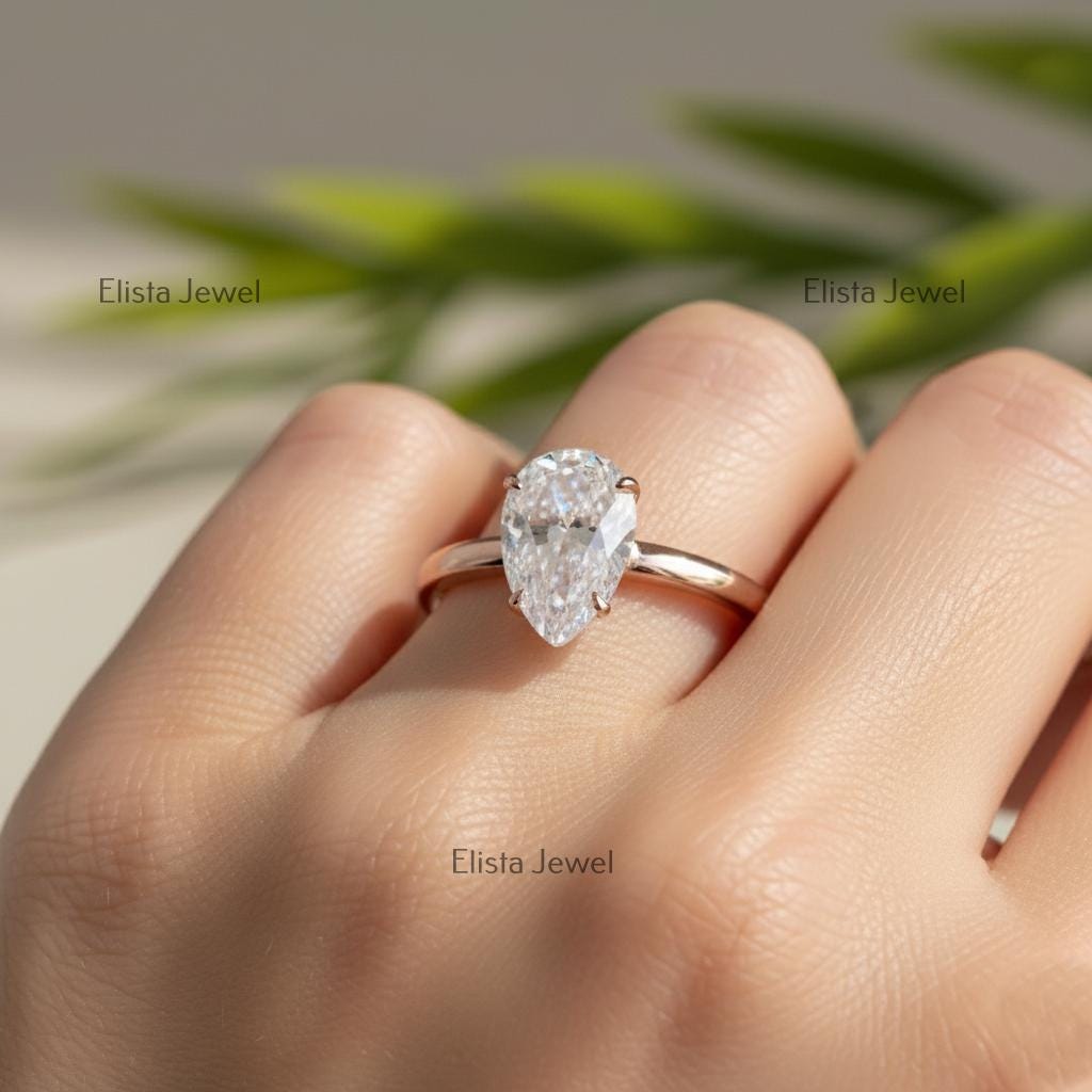 Pear Lab-Grown Diamond Hidden Halo Engagement Ring, 14K Rose Gold , IGI Certified