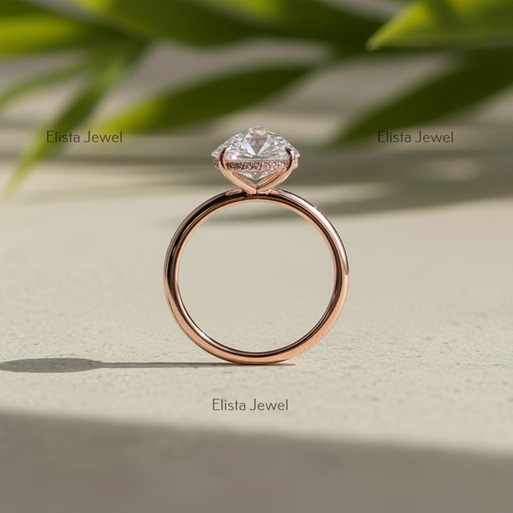 Pear Lab-Grown Diamond Hidden Halo Engagement Ring, 14K Rose Gold , IGI Certified