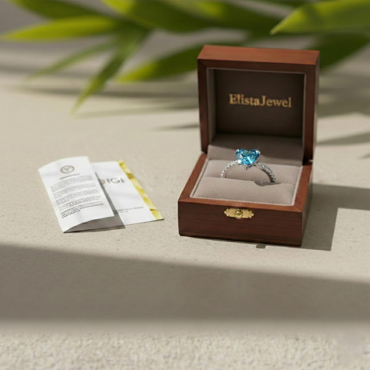 Heart Lab-Grown Diamond Ring: Fancy Blue, White Gold Pavé Band