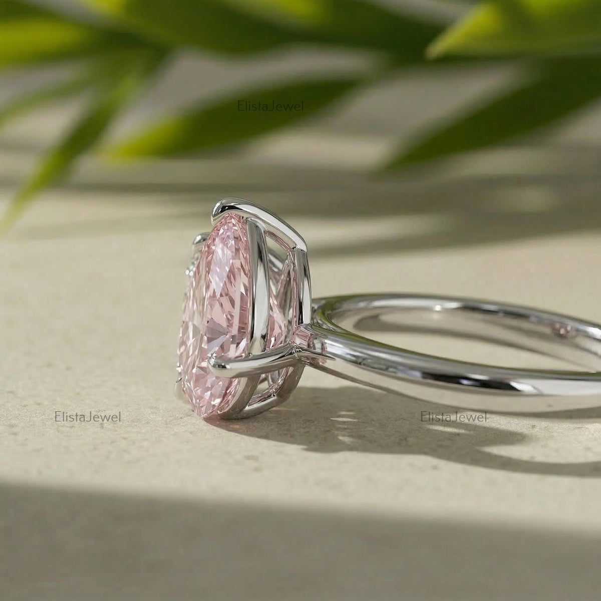 Pear Lab Grown Diamond Bypass Ring, Pink & Colorless, 14K Gold Toi Et Moi