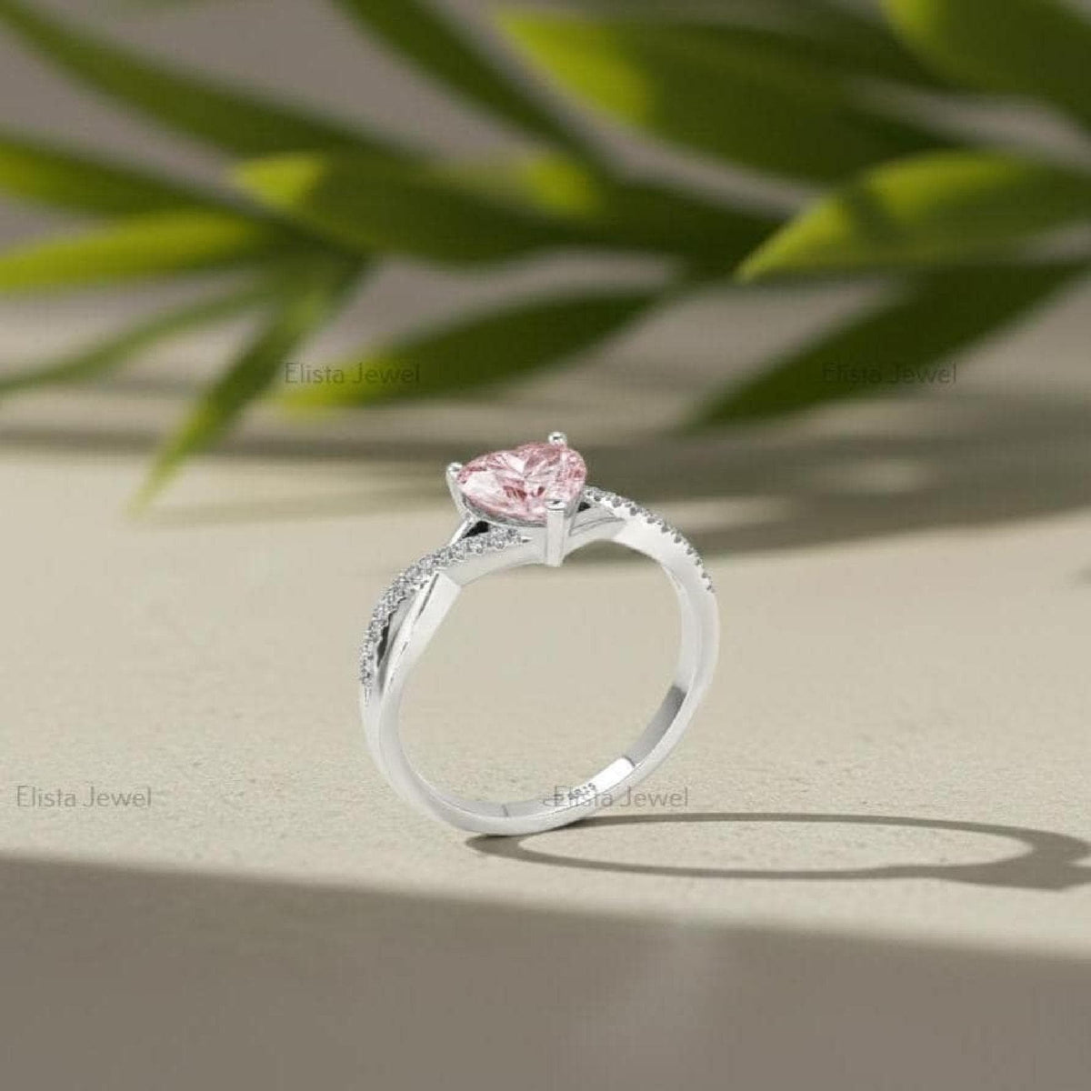 Fancy Pink Heart-Shaped Lab-Grown Diamond Engagement Ring, 14K White Gold Infinity Pave Band