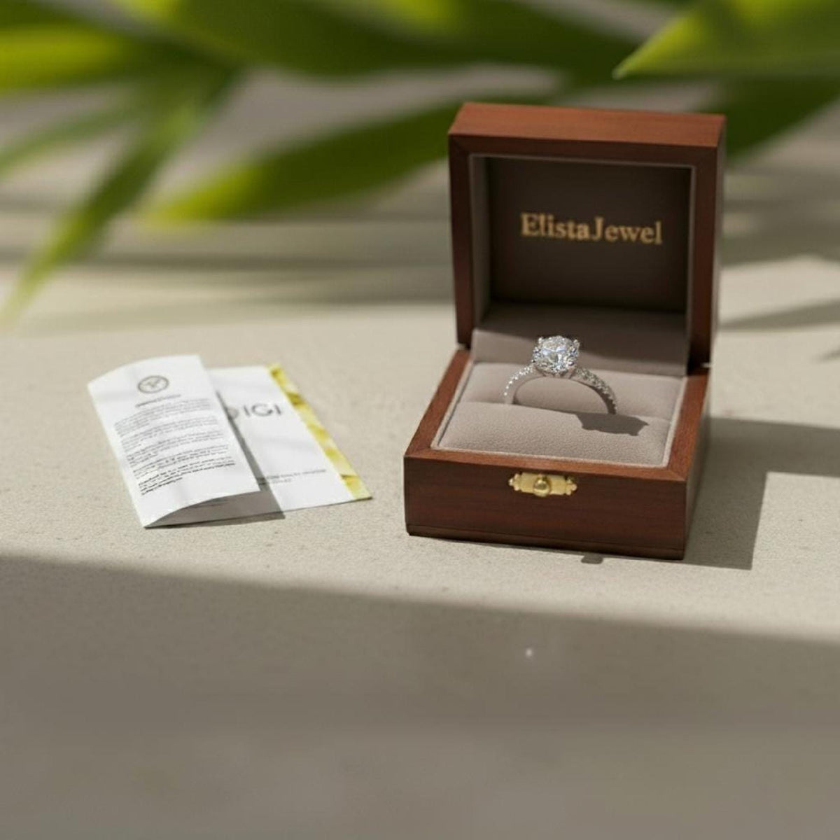 Round Lab-Grown Diamond Solitaire Engagement Ring In 14K Solid White Gold With pave setting