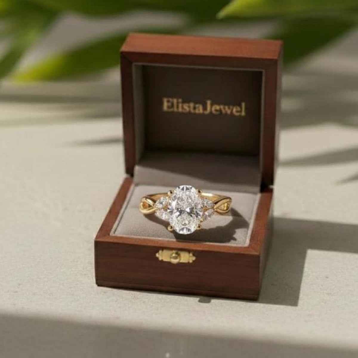 Oval Diamond Ring 2CT G/VS1 Lab-Grown Three-Stone Infinity Gold Engagement For Women