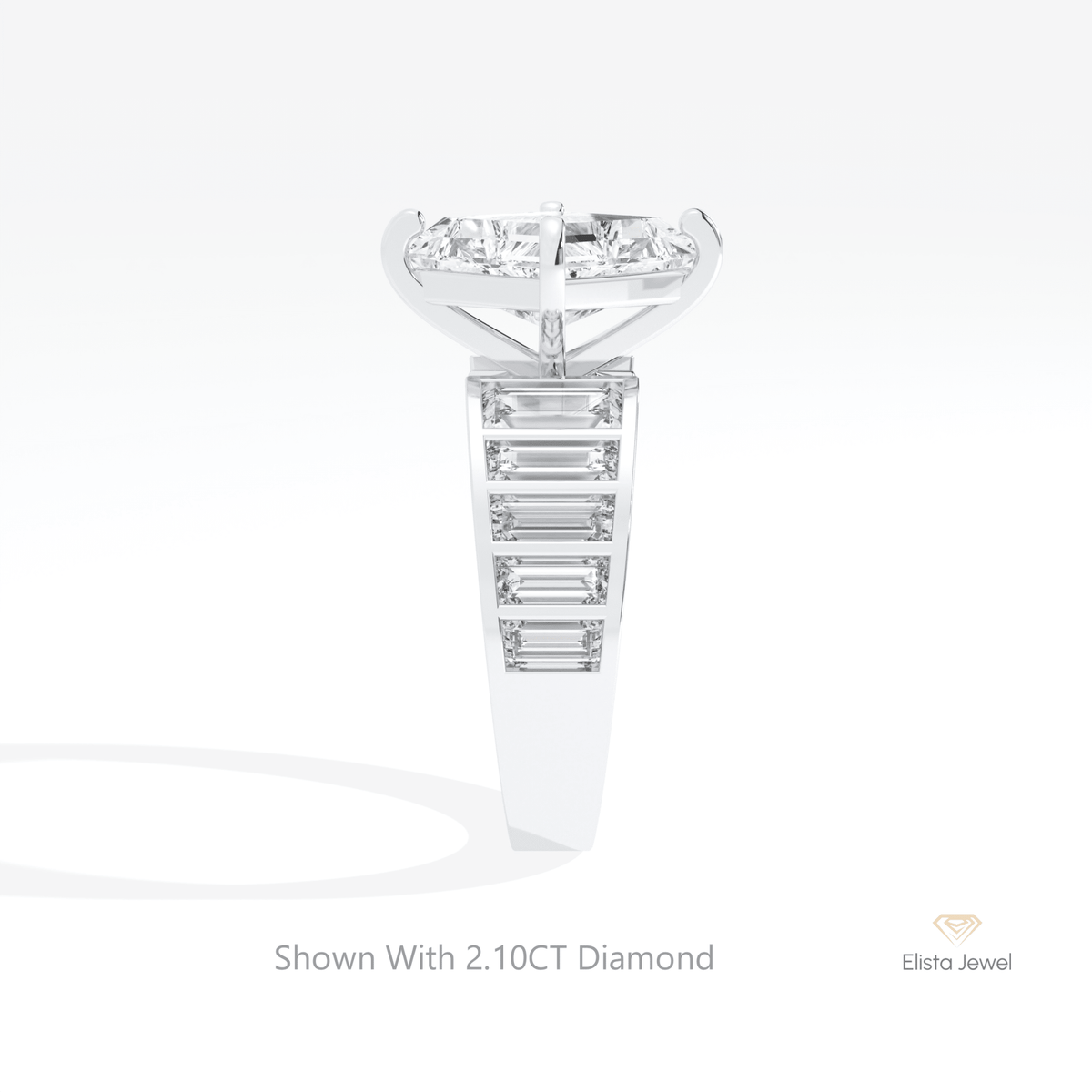Kite Cut Accent Wedding Lab Grown Diamond Ring in 18K Yellow Gold - Perspective View