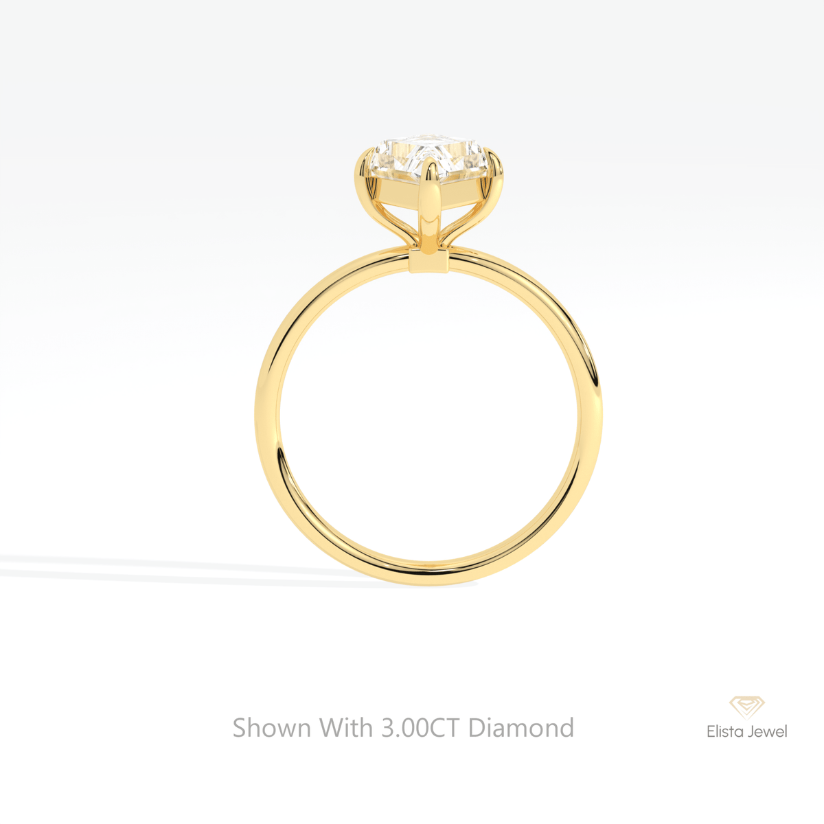 Kite Cut Solitaire Wedding Lab Grown Diamond Ring in 18K White Gold - Close-up View