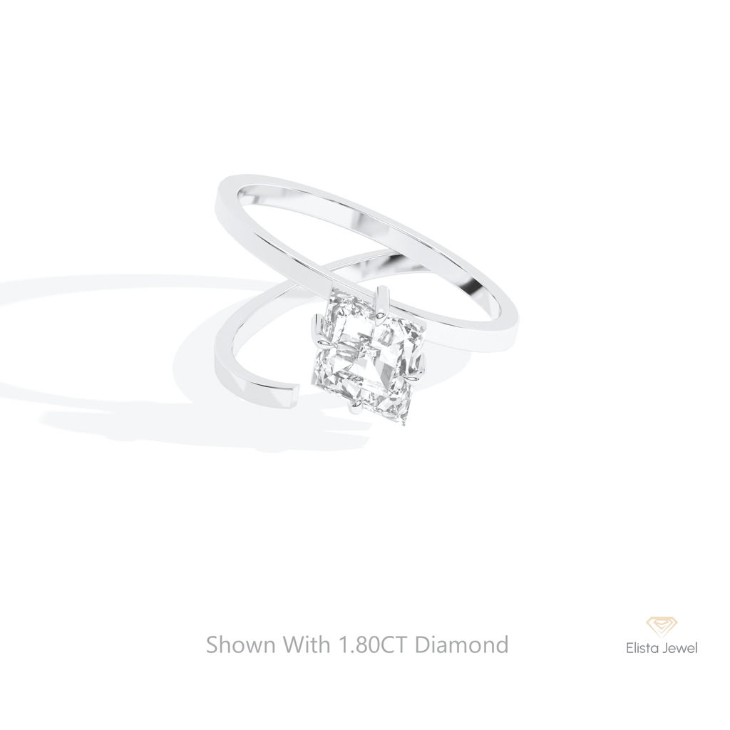 Kite Cut Solitaire Wedding Lab Grown Diamond Ring in 14K Yellow Gold - Detail View