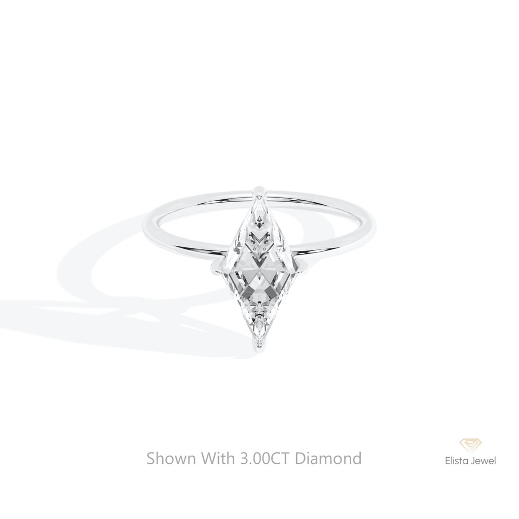 Kite Cut Solitaire Wedding Lab Grown Diamond Ring in 10K White Gold - Front View