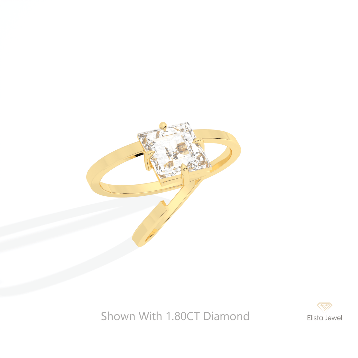 Kite Cut Solitaire Wedding Lab Grown Diamond Ring in 10K Yellow Gold - Side View