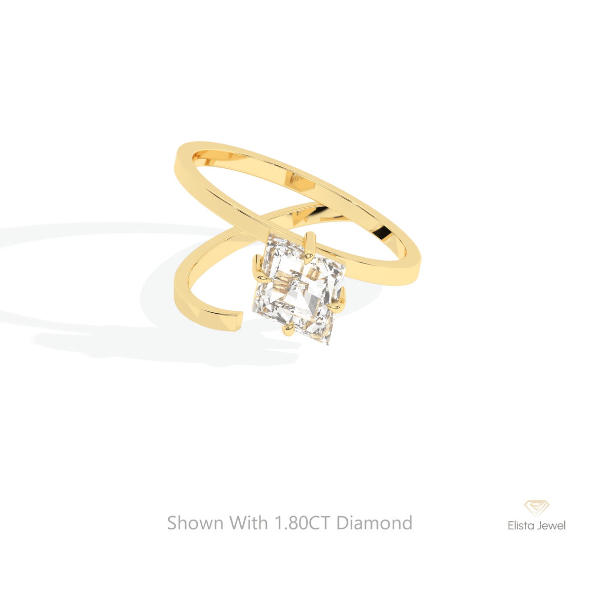 Kite Cut Solitaire Wedding Lab Grown Diamond Ring in 10K White Gold - Front View
