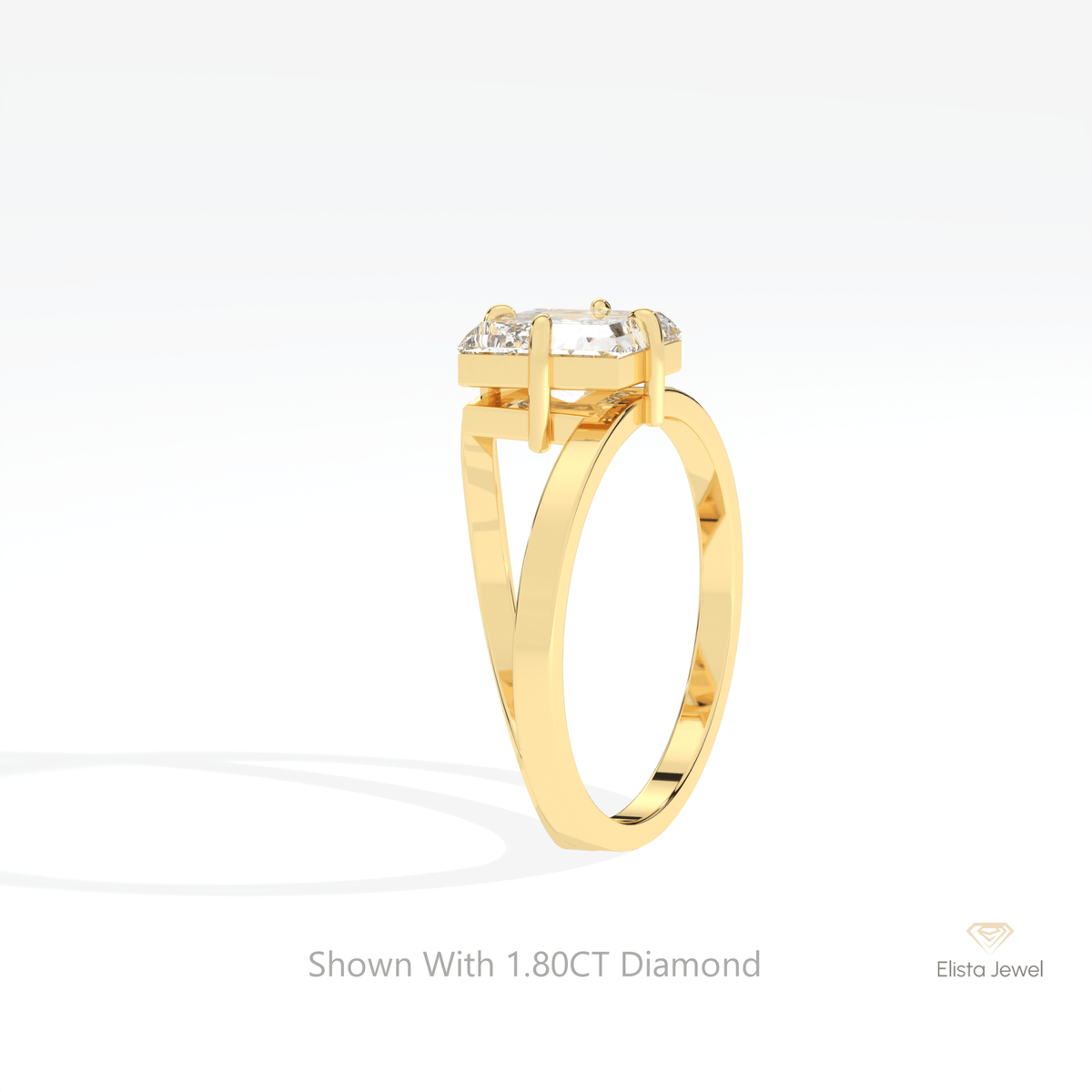 Kite Cut Solitaire Wedding Lab Grown Diamond Ring in 14K White Gold - Top View