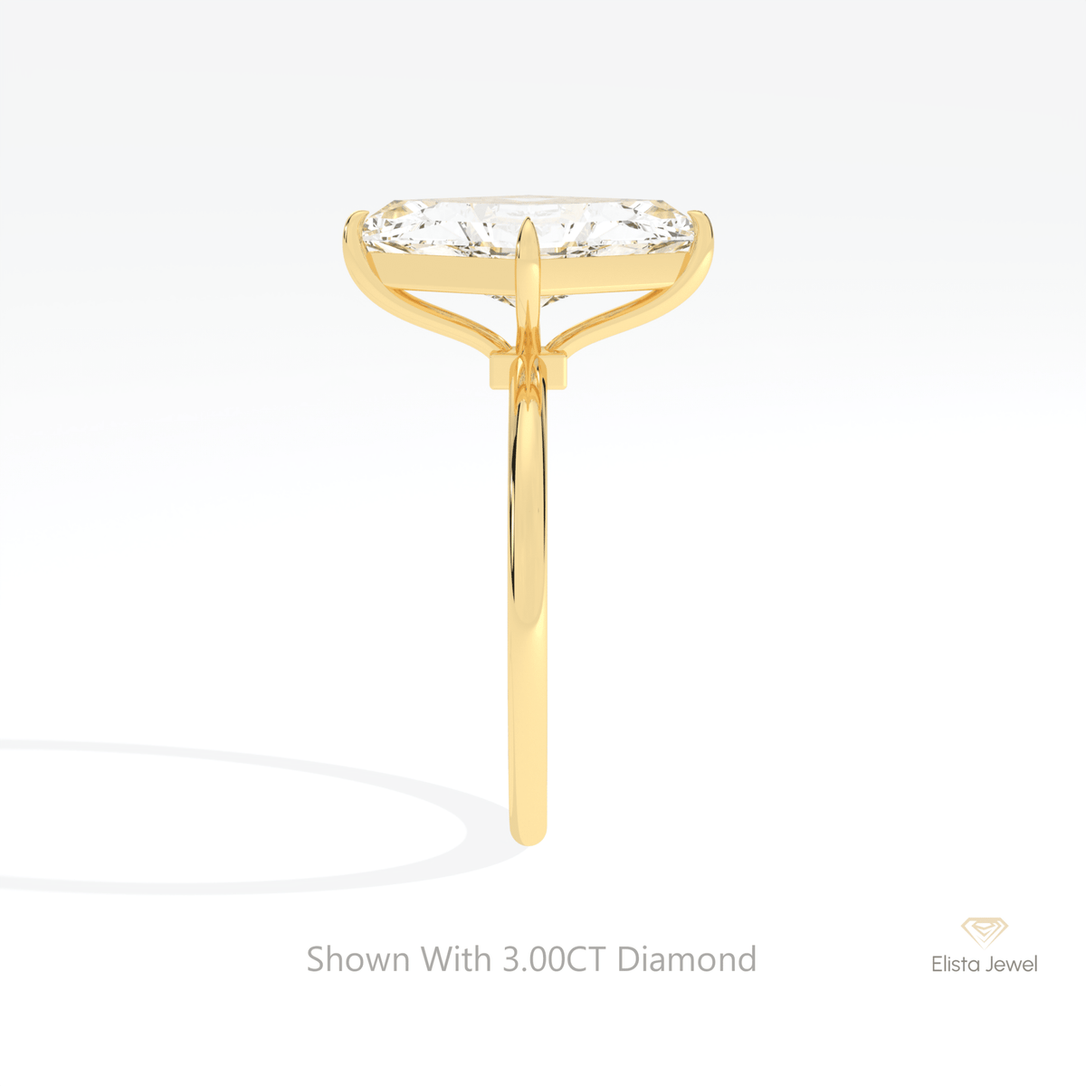 Kite Cut Solitaire Wedding Lab Grown Diamond Ring in 18K Yellow Gold - Perspective View