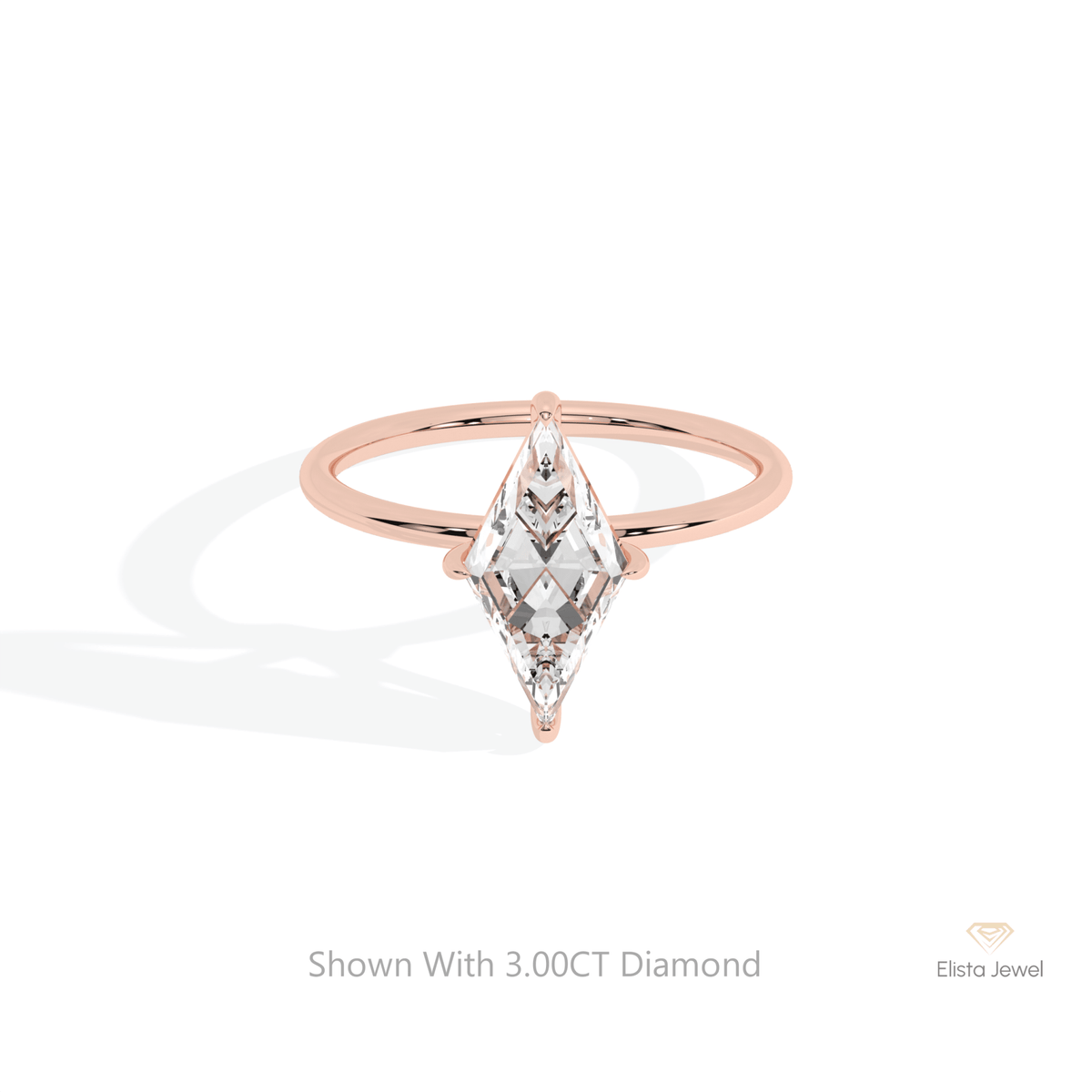 Kite Cut Solitaire Wedding Lab Grown Diamond Ring in 18K Rose Gold - Ring on Hand View
