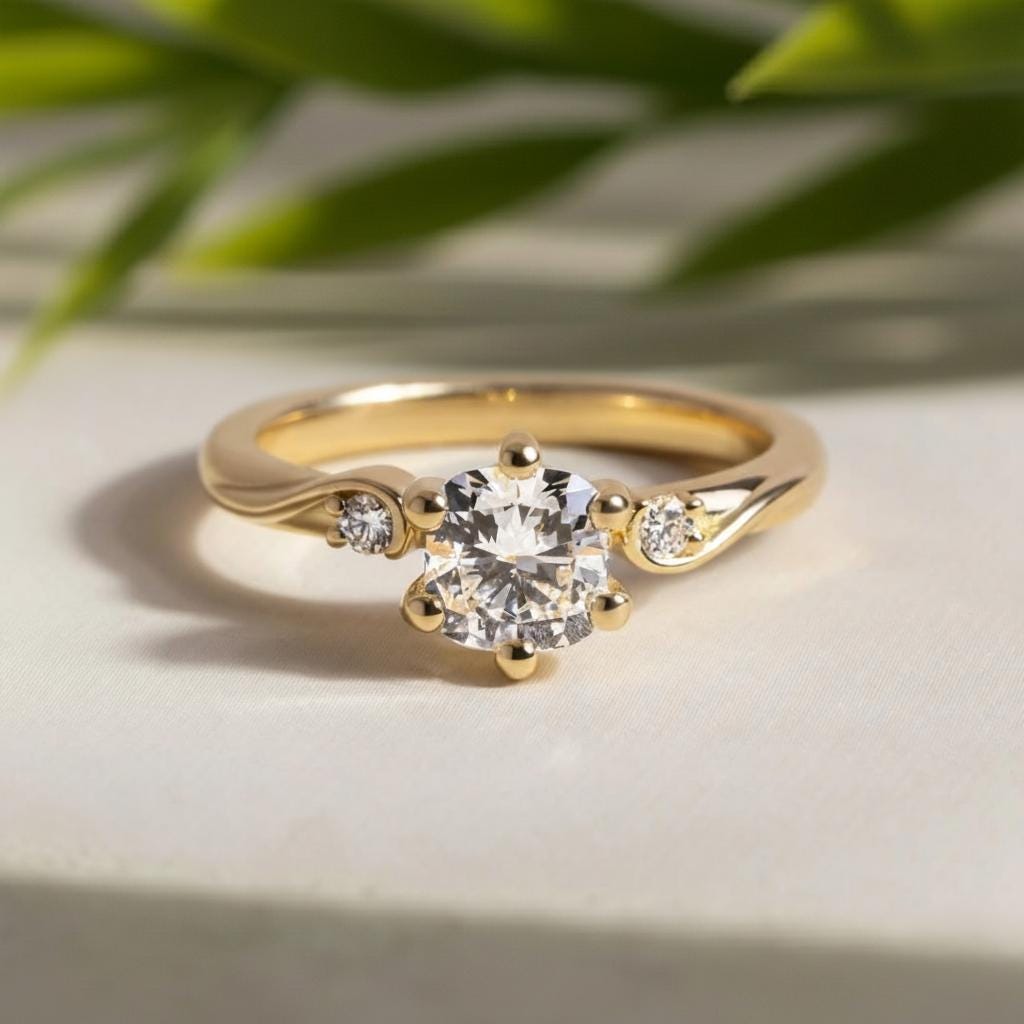 Lab-Grown Diamond Engagement Ring, 18K Yellow Gold, 6-Prong Solitaire