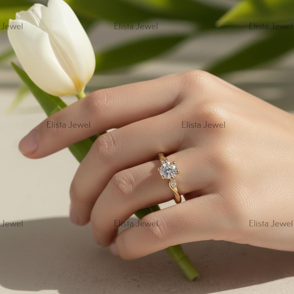 Lab-Grown Diamond Engagement Ring, 18K Yellow Gold, 6-Prong Solitaire