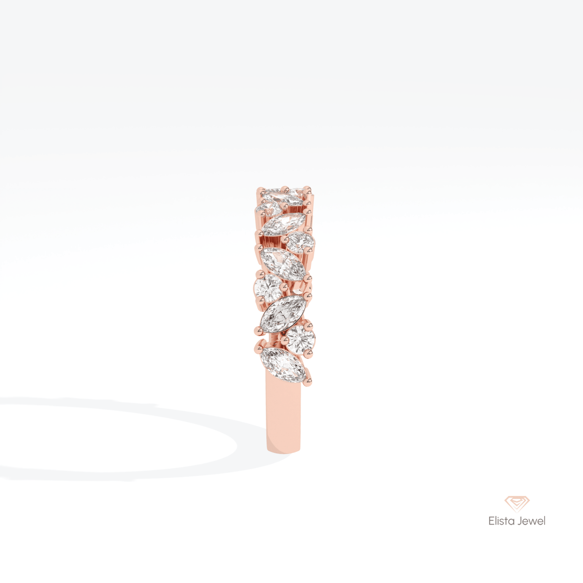Marquise And Round Cut Staking Lab Grown Diamond Band - Additional View