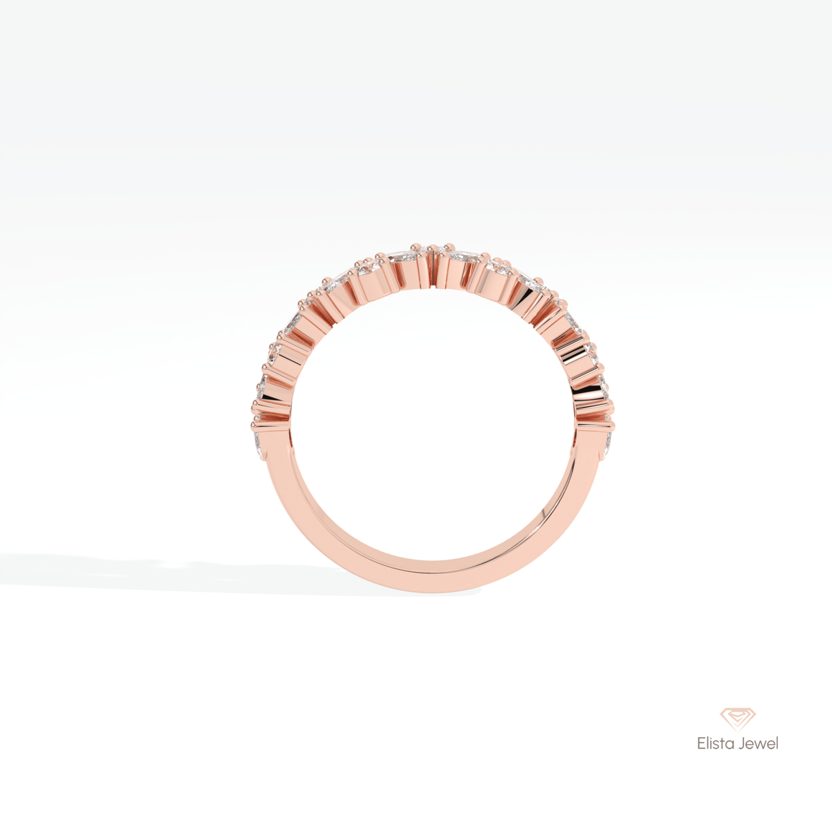 Marquise And Round Cut Staking Lab Grown Diamond Band - Alternative View