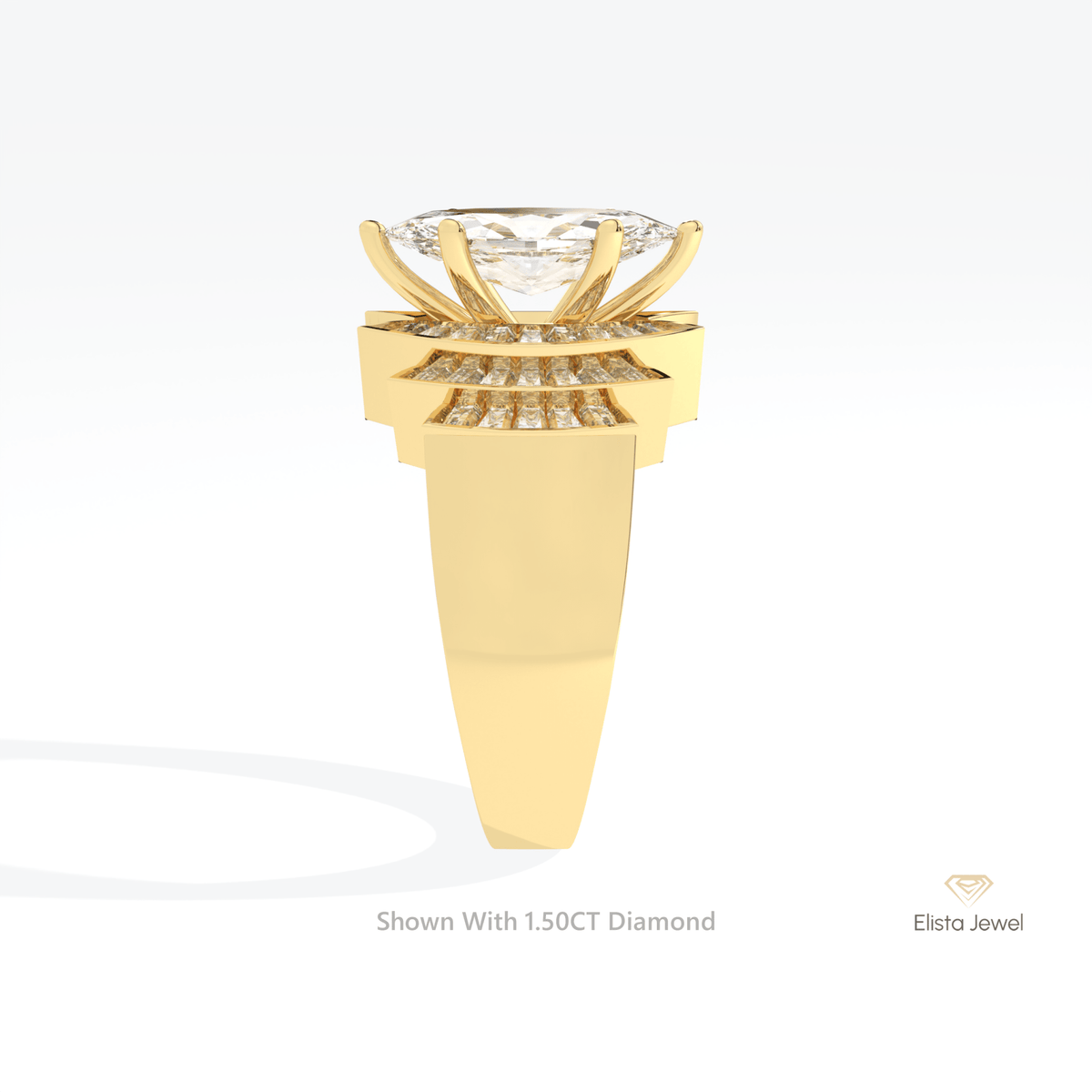 Marquise Cut Accent Art Deco Lab Grown Diamond Ring - Additional View