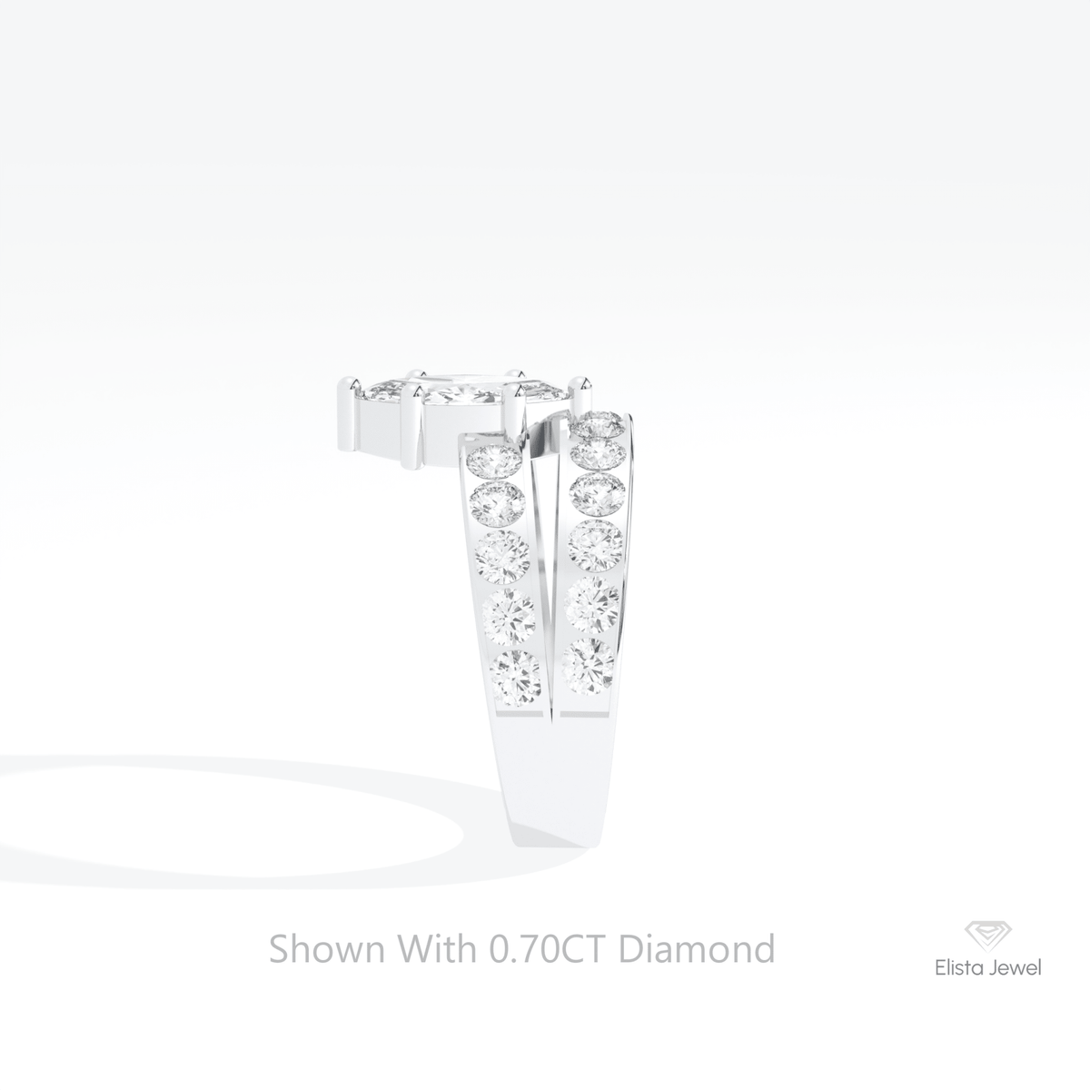 Marquise Cut Accent Engagement Lab Grown Diamond Ring in 18K Yellow Gold - Perspective View